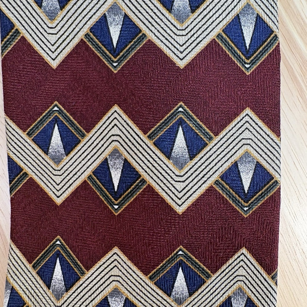 Joseph A Bank Men's Burgundy Navy Geometric Woven Silk Tie One Size